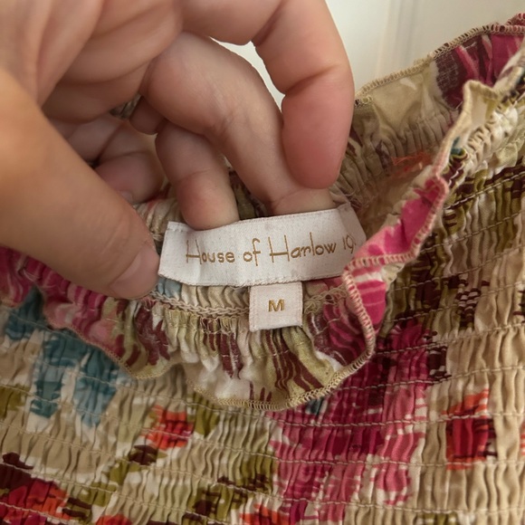 House of Harlow Smocked Floral Maxi Dress in Beige, Pink & Blue - Picture 2 of 4